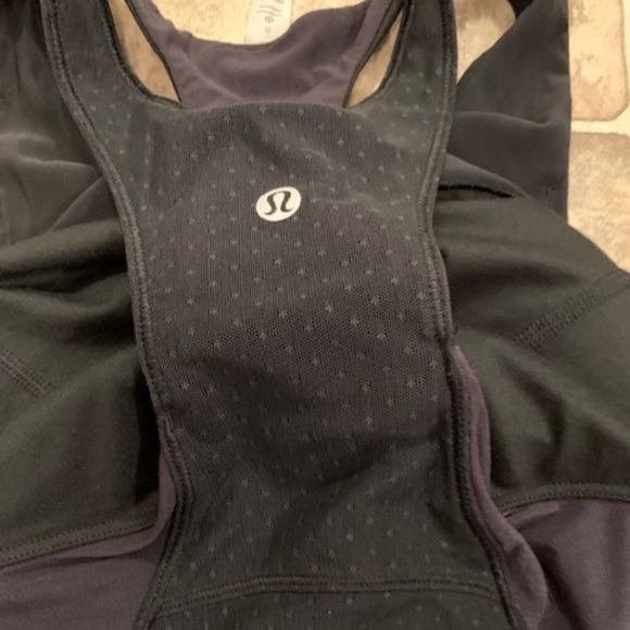 Lululemon Sheer Back Polka Dot Black Tank Top Shir - Picture 4 of 7